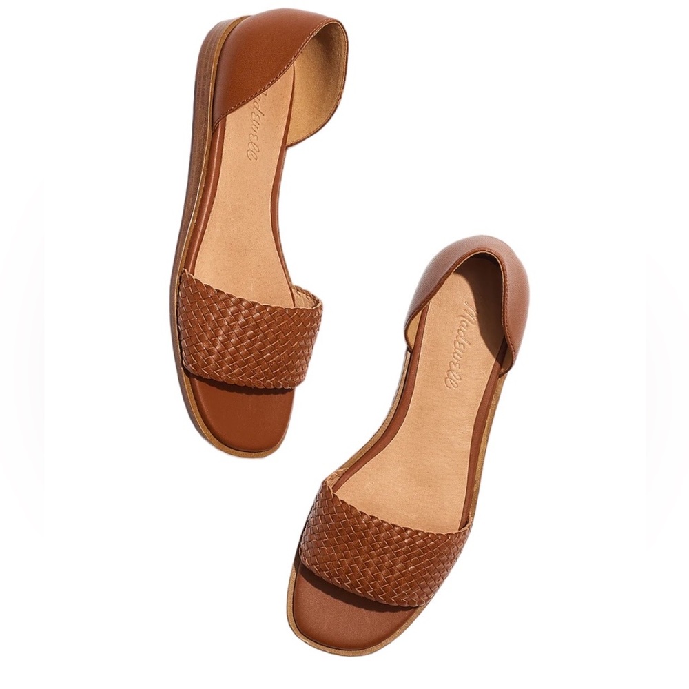 Madewell Tan Woven Leather D'Orsay Flats